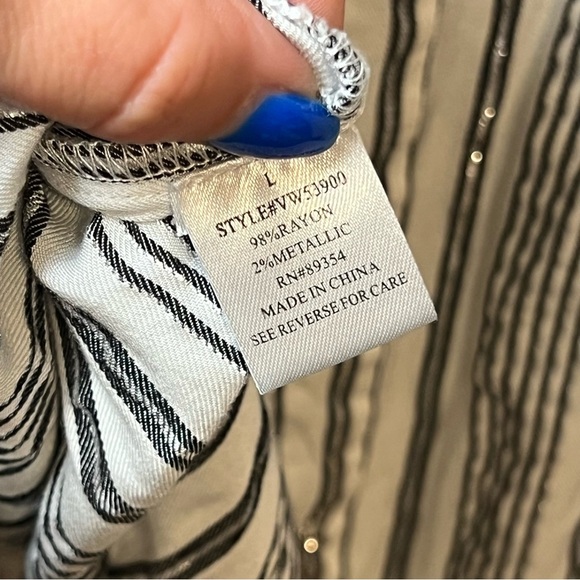 #102 ADRIENNE VITTADINI METALLIC STRIPED DRESS SIZE LARGE - Picture 6 of 6